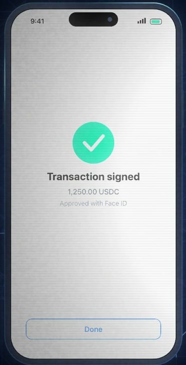 Transaction signed, approved with Face ID